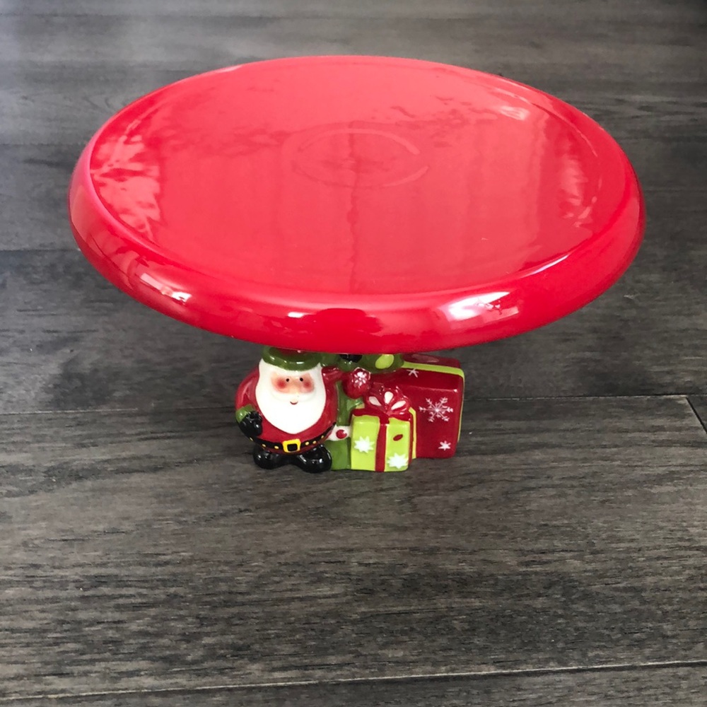 Ceramic Holiday Christmas Cake Plate Stand - Picture 1 of 8